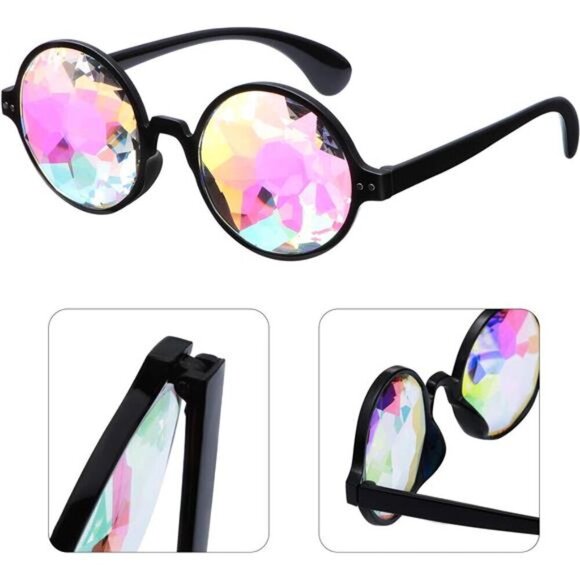 3 Pieces Festival Kaleidoscope Rave Glasses Goggles Kaleidoscope Diffraction - Picture 4 of 7